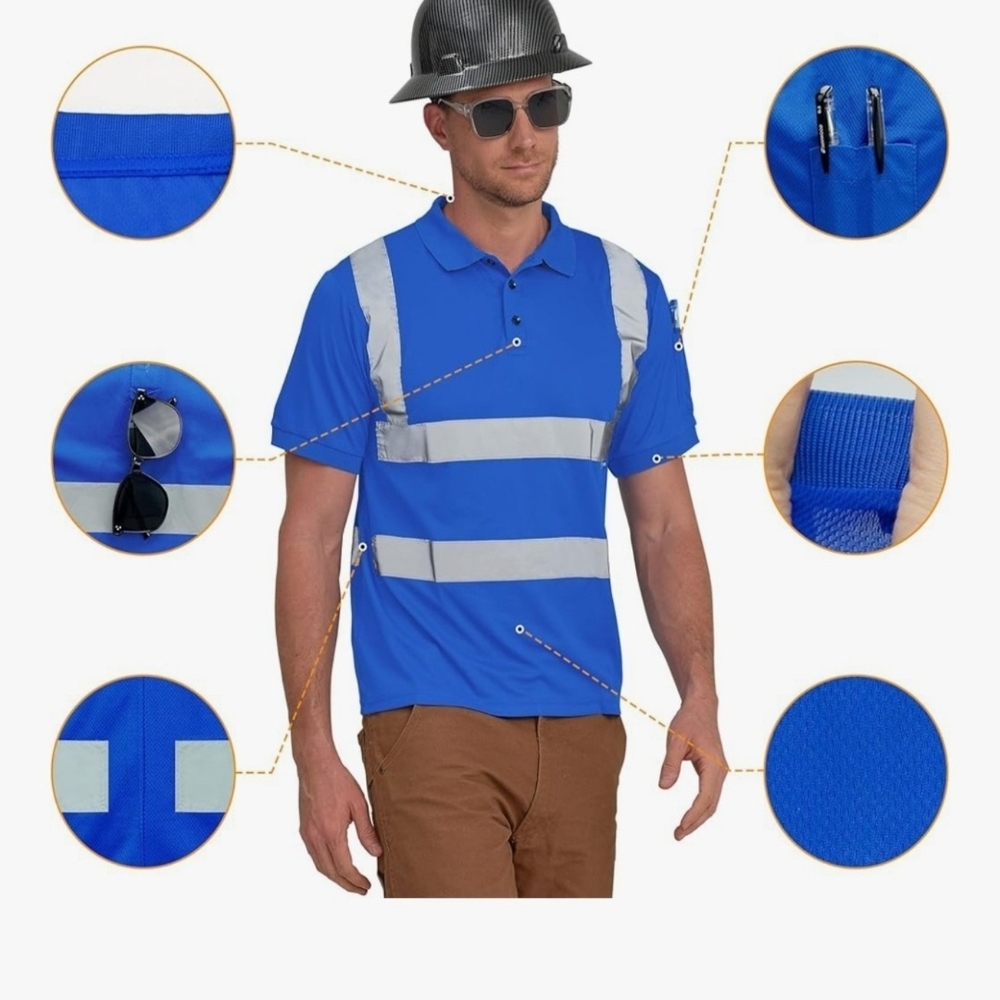 2 AYKRM High Visibility Security Polo Shirts neon Construction Work Shirts
